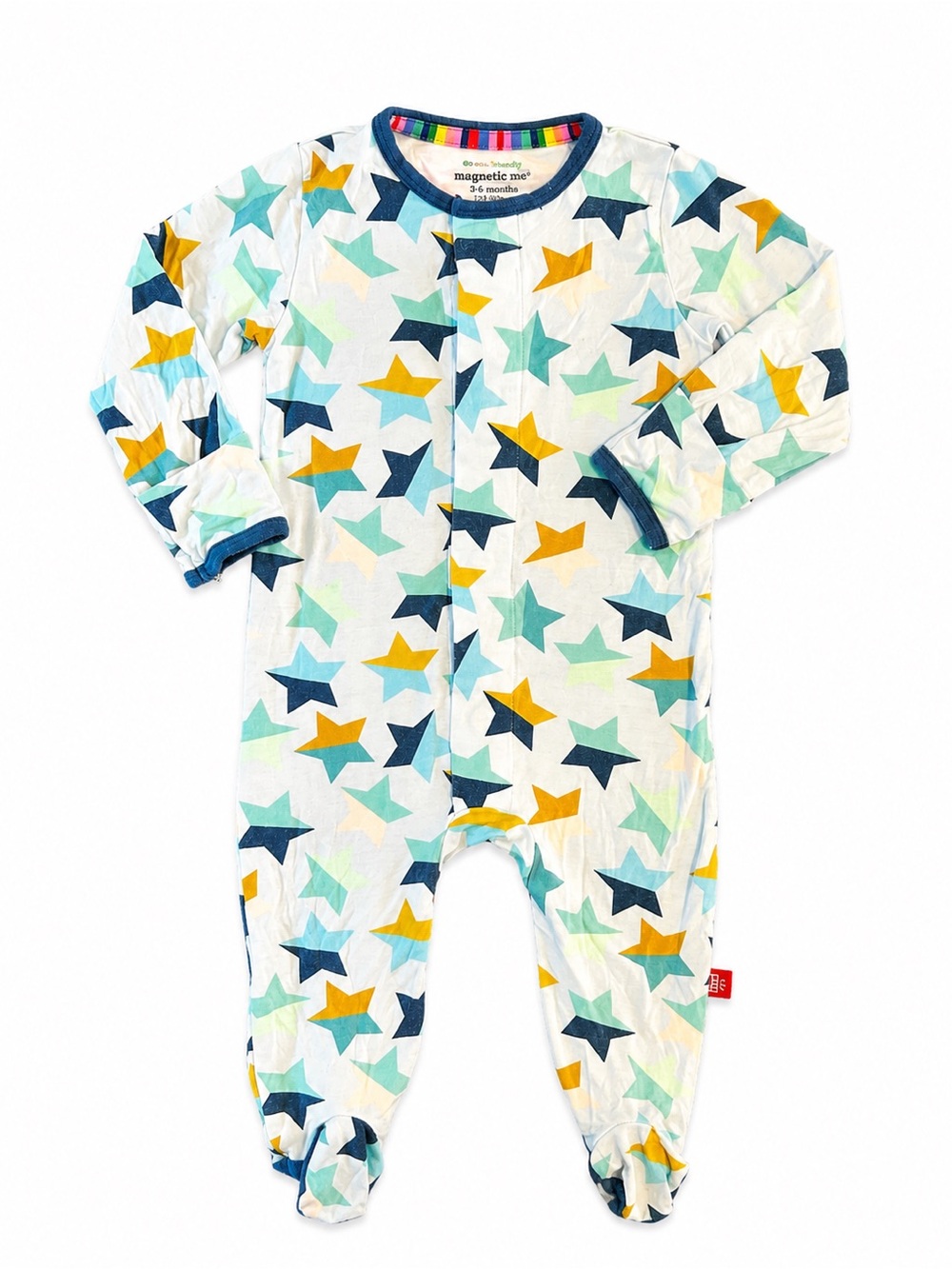 Magnetic Me 3-6M Modal Star Print Magnetic Footie Pajamas